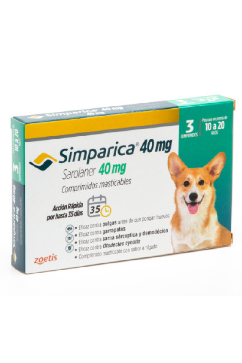 Simparica Perro 10 a 20 kg (40mg) 3 Comprimidos