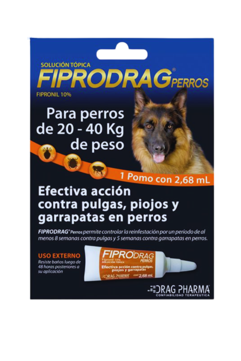 Pipeta Fiprodrag Antipulgas Perros 20 A 40 Kg