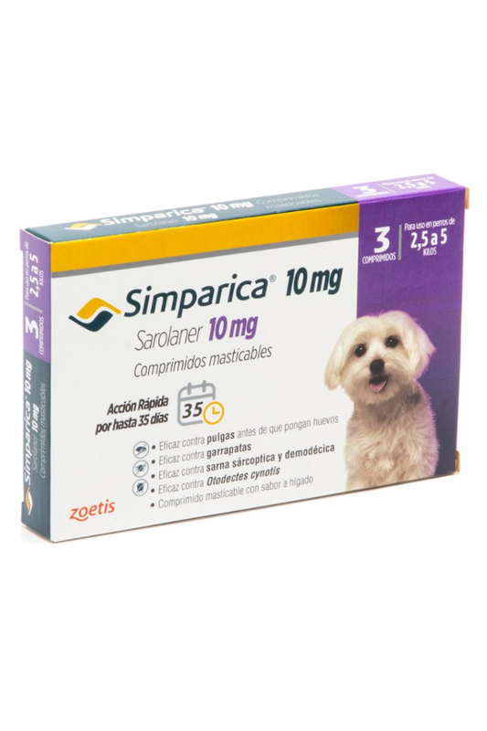 SimparicaPerro 2.5 - 5kg (10mg) 3 Comprimidos