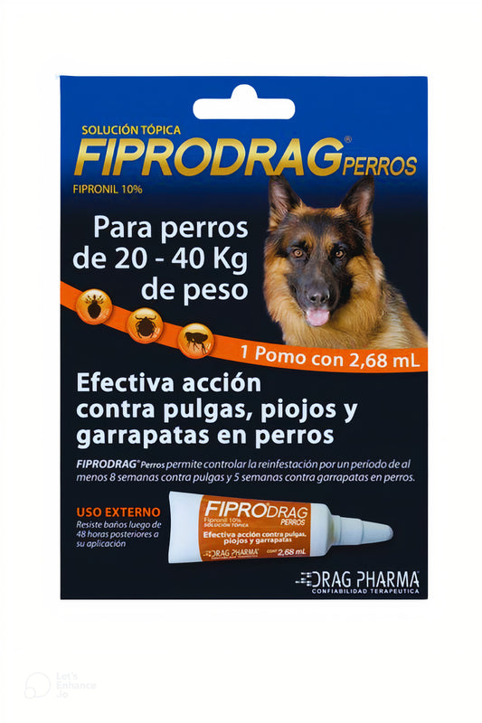 Pipeta Fiprodrag Antipulgas Perros 20 A 40 Kg